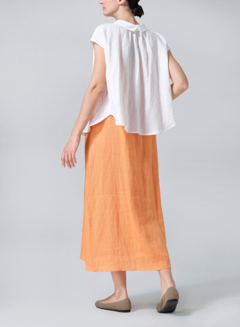 White Linen Collared Neckline Cap Sleeves Top Set