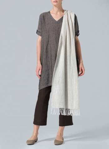 Charcoal Brown Linen Wide A-line Tunic