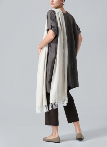 Charcoal Brown Linen Wide A-line Tunic