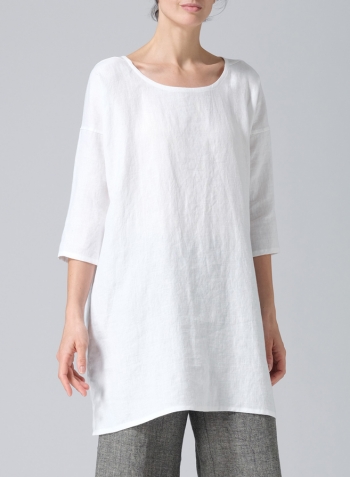 White Heavy Linen Oversized Top