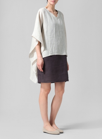 Oat Linen Batwing Sleeve Top with Slip-on Dress
