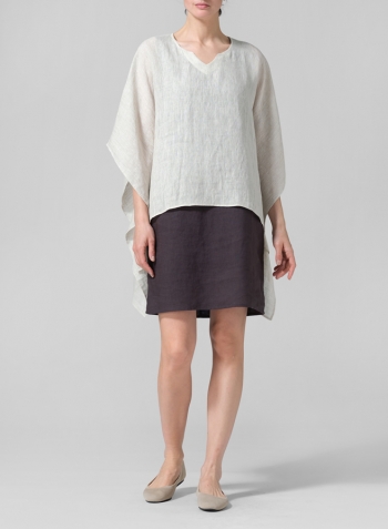Oat Linen Batwing Sleeve Top with Slip-on Dress