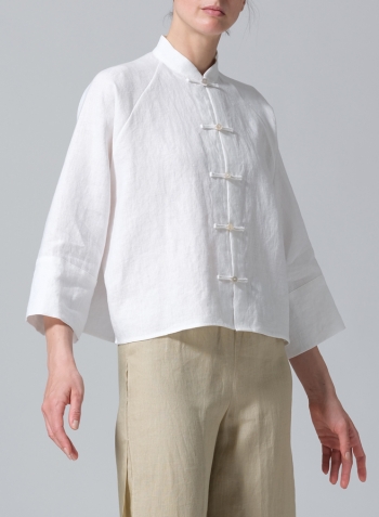 White Pure Linen Suit Jacket