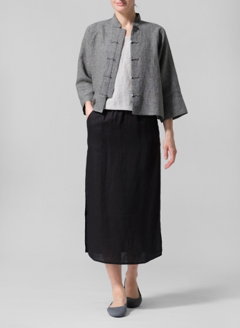 Two Tone Charcoal Pure Linen Suit Jacket Set