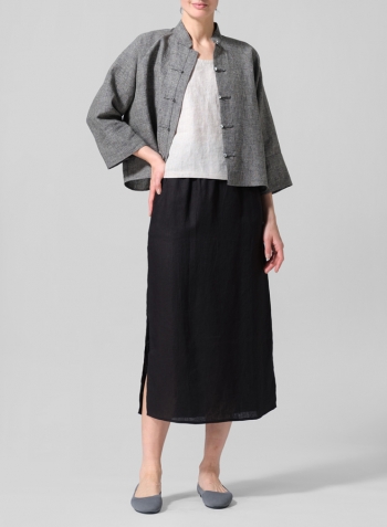 Two Tone Charcoal Pure Linen Suit Jacket Set