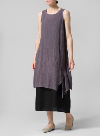 Dim Gray Crinkle Linen Long Vest