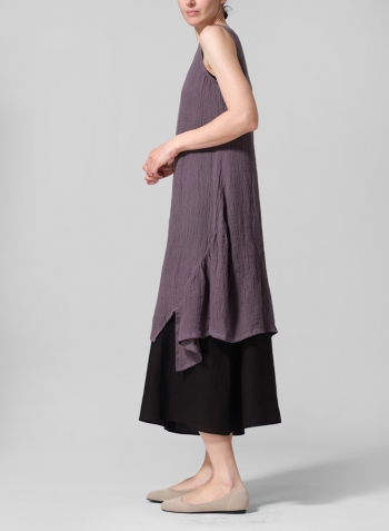 Dim Gray Crinkle Linen Long Vest