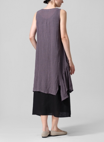 Dim Gray Crinkle Linen Long Vest