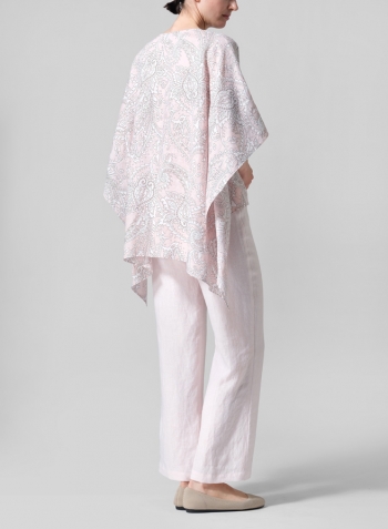 Pink Paisley Waves Linen Batwing Sleeve Top
