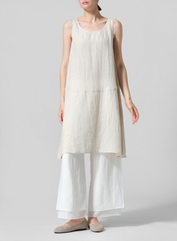 Oat Linen A-line Scoop Neck Tunic