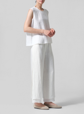 Creamy White Linen A-Line French Sleeve Blouse