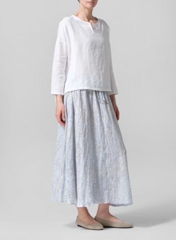 White Linen V-neck Boxy Top