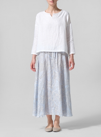 White Linen V-neck Boxy Top