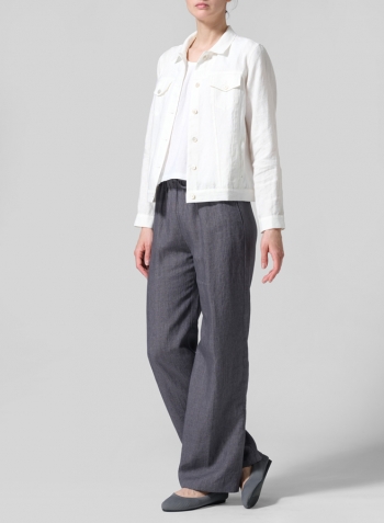 Lily White Linen Button Front Cropped Jacket