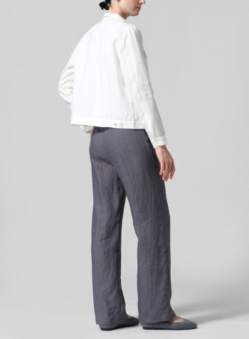 Lily White Linen Button Front Cropped Jacket