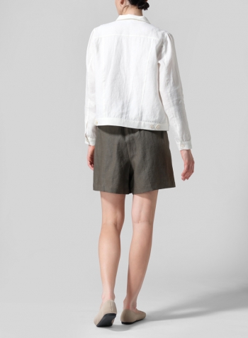 Lily White Linen Button Front Cropped Jacket Set