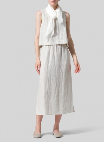Oat Linen Sleeveless Vest Top Set