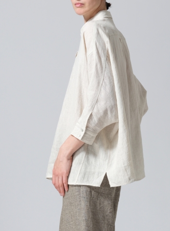 Oat Linen Raglan Sleeves Loose Woman Shirt