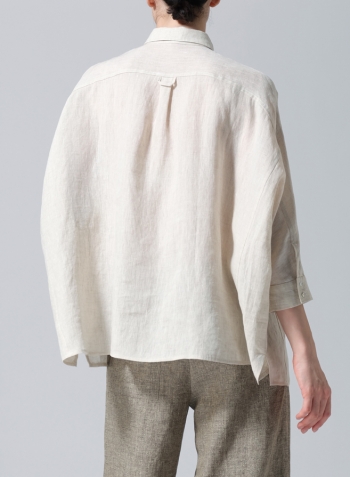 Oat Linen Raglan Sleeves Loose Woman Shirt