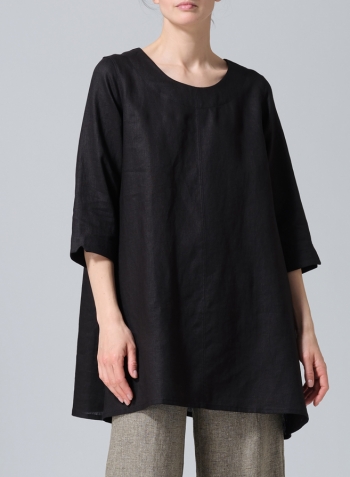 Black Linen Classic A-Line Tunic