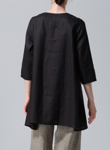 Black Linen Classic A-Line Tunic