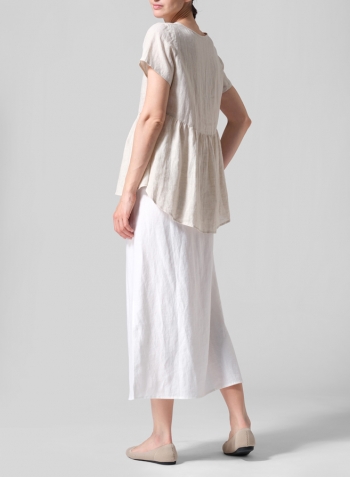 Oat Linen Short Sleeve Pleated Blouse Set