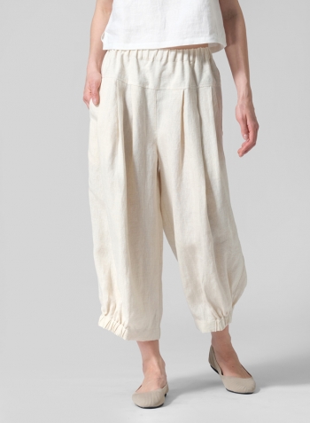 Sand Linen Crumple Effect Harem Pants