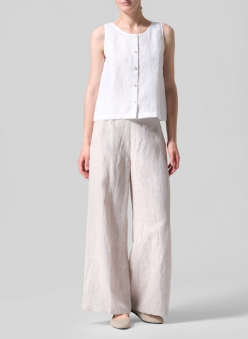 Oat Linen Casual Loose A-line Wide-Leg Long Trousers