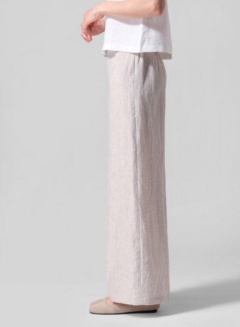 Oat Linen Casual Loose A-line Wide-Leg Long Trousers