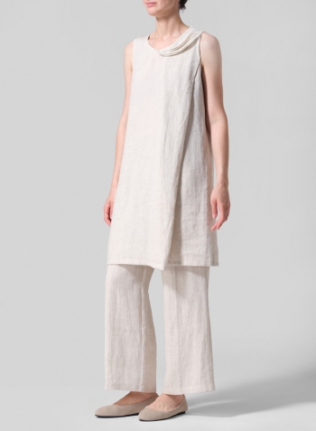 Oat Linen Pleated A-Line Dress Set