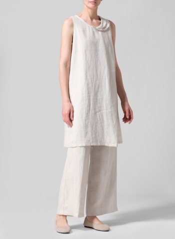 Oat Linen Pleated A-Line Dress Set