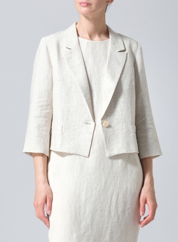 Oat Linen Single Button Notch Lapel Blazer