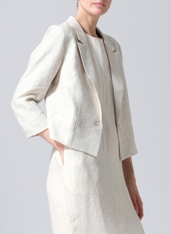Oat Linen Single Button Notch Lapel Blazer