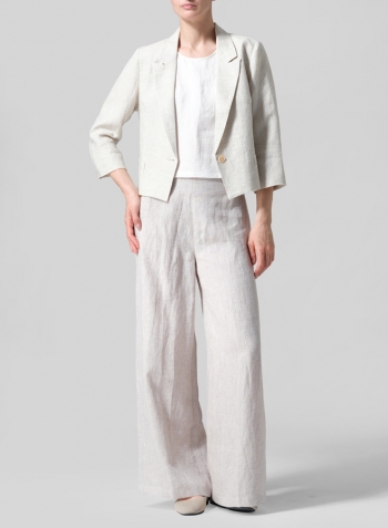 Linen Single Button Notch Lapel Blazer Set