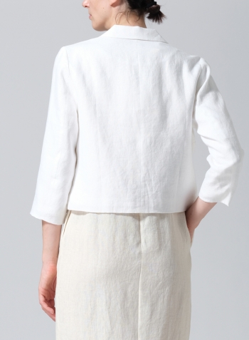 White Linen Single Button Notch Lapel Blazer