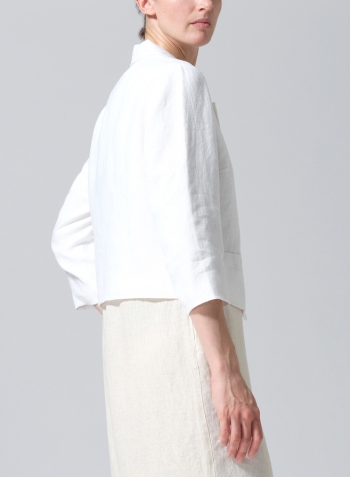 White Linen Single Button Notch Lapel Blazer