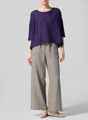 Amethyst Linen Contrast Dropped Shoulder Top
