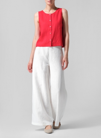 Red Linen Sleeveless Top Tank