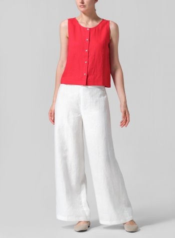 Red Linen Sleeveless Top Tank