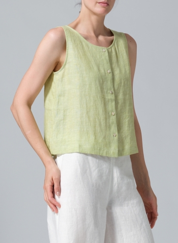 Lime Linen Sleeveless Top Tank