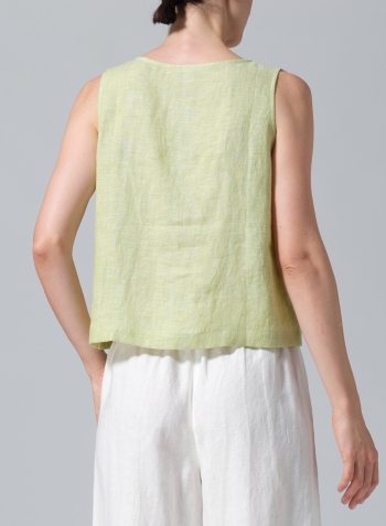 Lime Linen Sleeveless Top Tank