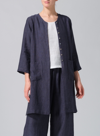 Dark Denim Linen Versatile Midi Top Set