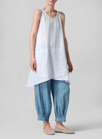 Linen Irregular Hem Midi-Length Sleeveless Top