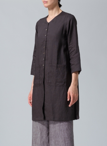 Dark Charcoal Linen Versatile Midi Top