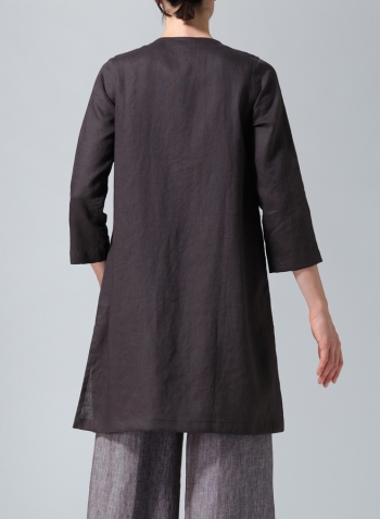 Dark Charcoal Linen Versatile Midi Top