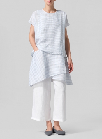 Linen French Sleeves Boxy Top Set