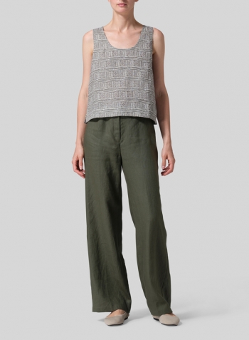 Linen Sleeveless U-neck Vest Top Set