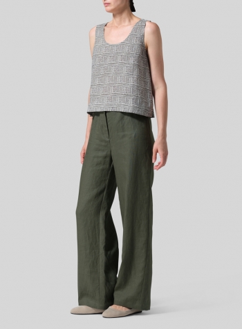 Linen Sleeveless U-neck Vest Top Set