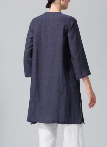 Dark Denim Linen Versatile Midi Top