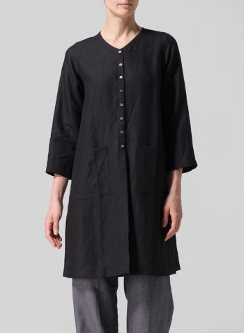 Black Linen Versatile Midi Top